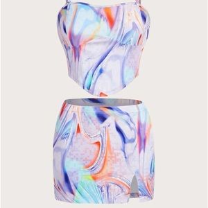 Shein Icon Bandana Hem Cami Crop Top & Skirt Set